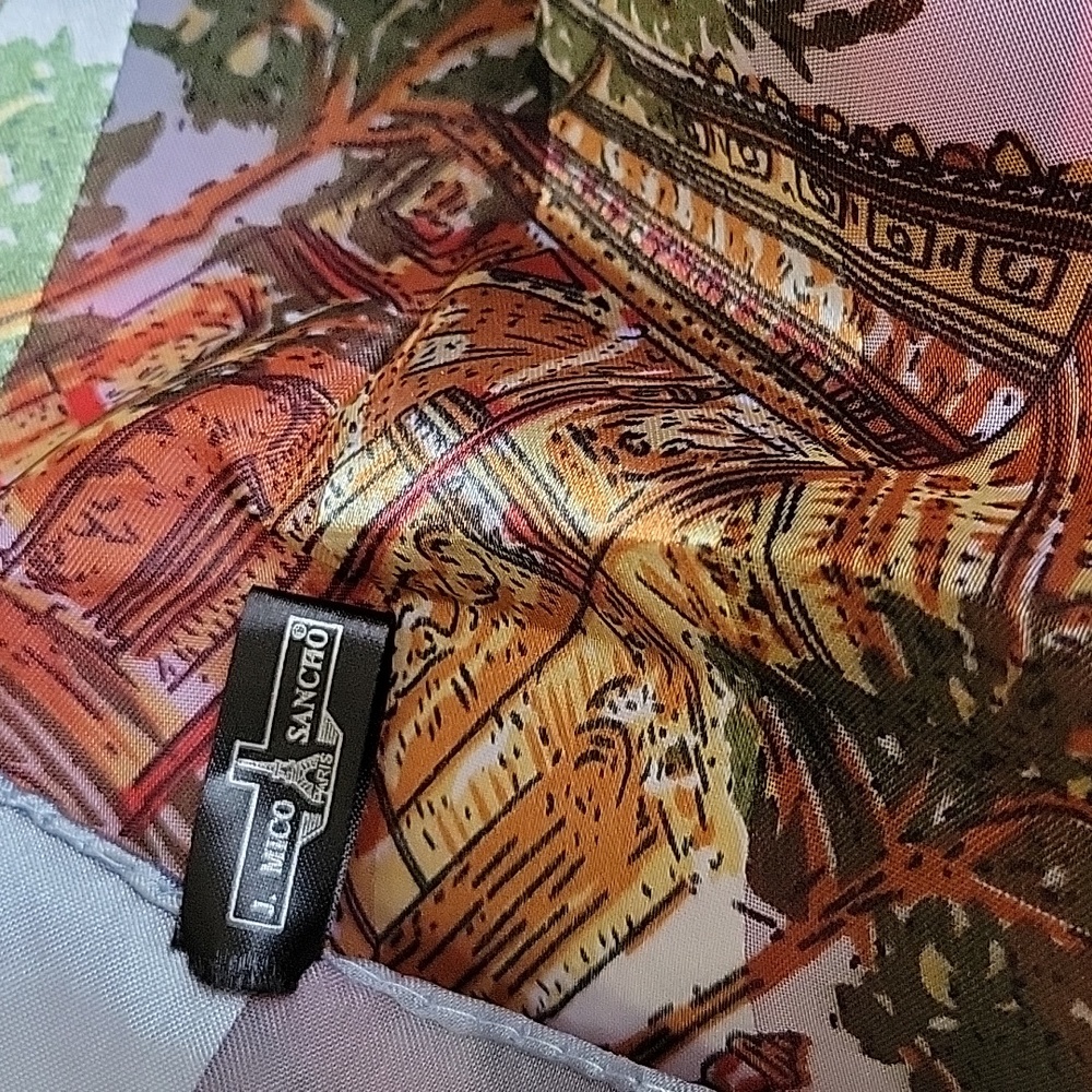 VINTAGE Paris Souvenir Scarf J. Mico Sancho Brown Orange Eiffel Tower